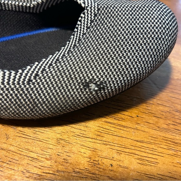 ROTHY’S **Destroyed** Rothy’s The Flat Round Toe Black White Birdseye | Size 8 - Picture 7 of 15